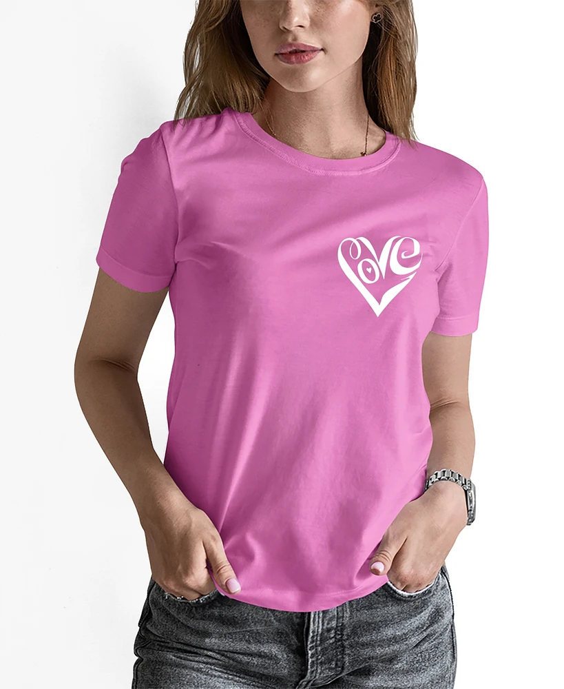 La Pop Art Women's Word Script Heart T-Shirt