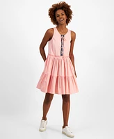 Nautica Jeans Women's Lace-Up Tiered Ruffled Sleeveless Dress