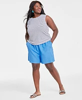 On 34th Trendy Plus Striped Cinched Muscle Tee, Created for Macy's