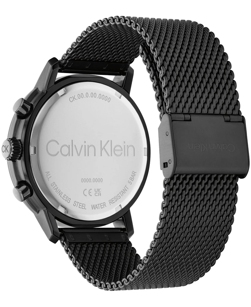Calvin Klein Men's Gauge Black Stainless Steel Mesh Watch 44mm