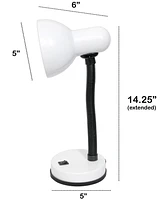 Creekwood Home Essentix 14.25" Traditional Fundamental Metal Desk Task Lamp, Bowl Shaped Shade with Flexible Gooseneck