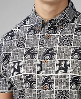 Ben Sherman Men's Checkerboard Paisley Print Short Sleeve Shirt