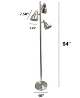 Creekwood Home Essentix 64" Tall Traditional 3 Light Metal Tree Floor Lamp with Metal Adjustable Spotlight Shades