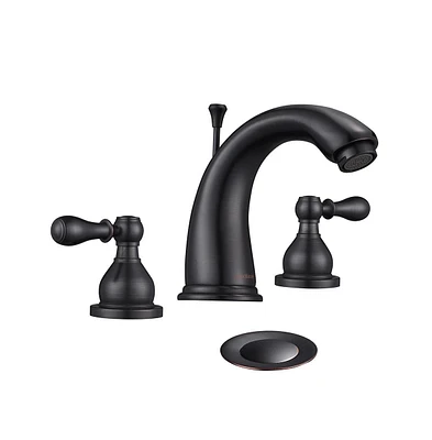 Yescom 3 Hole Bathroom Faucet Undermount Wall Mount Sink Faucet Widespread Mixer Taps w/Drain Orb