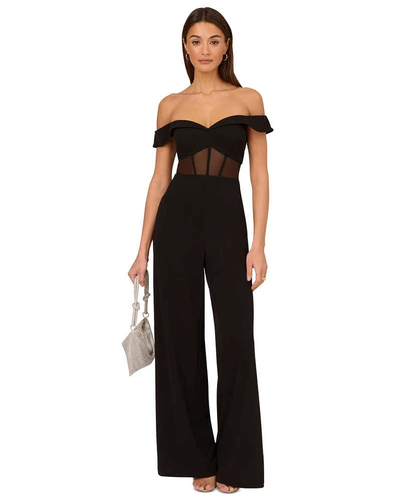 Adrianna by Adrianna Papell Women's Corset Off-The-Shoulder Jumpsuit