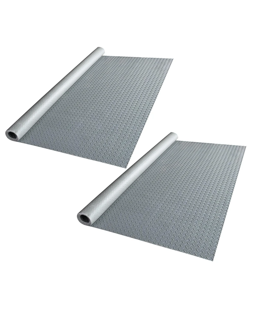 Yescom Garage Floor Mat Roll Diamond Car Parking Protect Gray Pvc 13x5 Ft for Under Car Trailer Boat Workshop 2 Pack