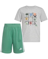 adidas Toddler & Little Boys Graphic Cotton T-Shirt Shorts, 2 Piece Set