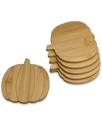 Godinger Bamboo Pumpkin Coasters, Set of 6