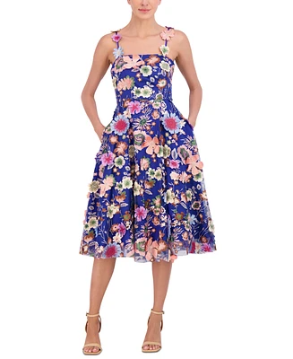 Eliza J Women's Floral-Embroidered Midi Dress