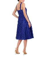 Eliza J Petite 3D Floral V-Neck Sleeveless Midi Dress