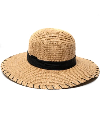 Vince Camuto Straw Boater Hat with Whipstitch Edge