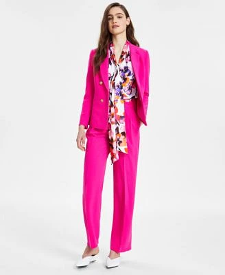 Bar Iii Textured Blazer Tie Front Blouse High Rise Pants Created For Macys