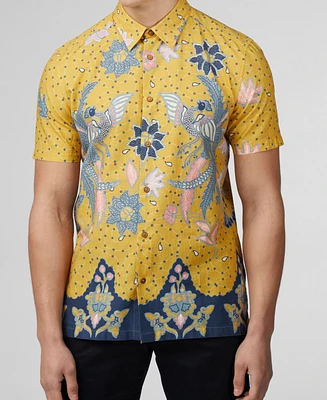 Ben Sherman Men's Abstract Botanical Print Short Sleeve Shirt