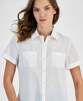 Nautica Jeans Women's Short-Sleeve Button-Front Shirt