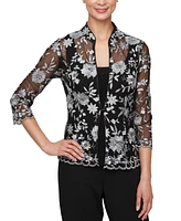 Alex Evenings Petite Embroidered 3/4-Sleeve Jacket & Tank Set