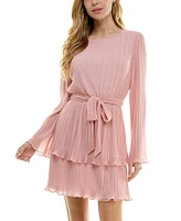 City Studios Juniors' Pleated Bell-Sleeve Dress