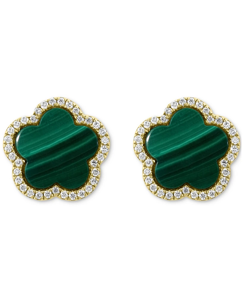 Effy Malachite & Diamond (1/5 ct. t.w.) Flower Stud Earrings in 14k Gold