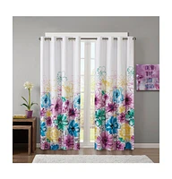 Intelligent Design Olivia Floral Total Blackout Curtain 1 Panel for bedroom, Grommet top fit up to 1.25 inches rod Single Curtain Panel for Living Roo