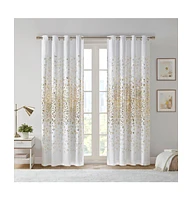 Intelligent Design Lillie Grommet Top Metallic Leopard Print Total Blackout Curtain 1 Panel, White/Gold, 50"W x 63"L