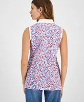 Tommy Hilfiger Women's Floral Print Sleeveless Polo Shirt