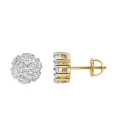 LuvMyJewelry Round Cut Natural Certified Diamond (0.93 cttw) 14k Yellow Gold Earrings Contemporary Stud Design