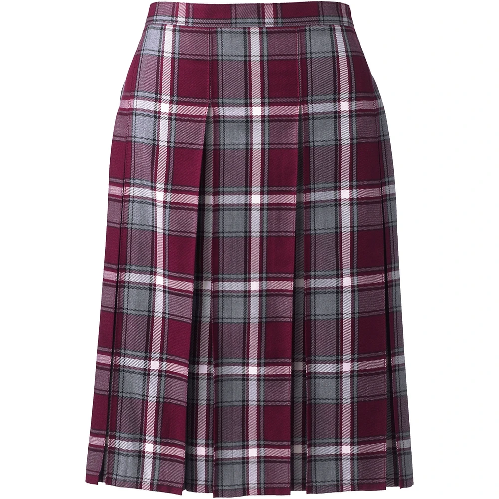 Lands' End Women's Plaid Box Pleat Skirt Top of the Knee