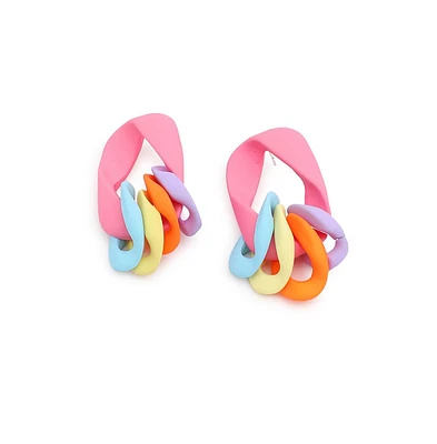Sohi Women's Multicolor Colorblock Chainlink Drop Earrings