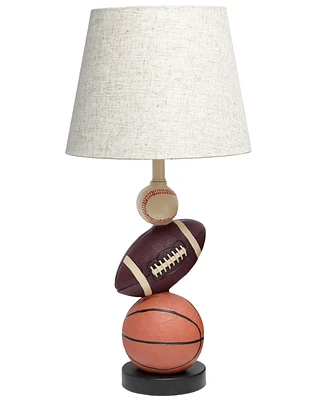 Simple Designs SportsLite 22" Tall Popular Sports Combo Basketball, Baseball, Football Polyresin Table Desk Lamp