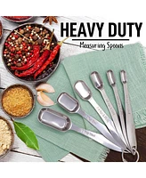 Zulay Kitchen Stainless Steel Measuring Spoons Set - Rectangular Metal Measuring Spoons with Slim Design for Narrow Spice Jars