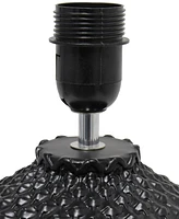 Simple Designs 20.4" Tall Traditional Ceramic Purled Texture Bedside Table Desk Lamp with White Fabric Drum Shade