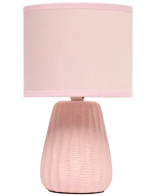 Simple Designs 11.02" Traditional Mini Modern Ceramic Texture Pastel Accent Bedside Table Desk Lamp with Matching Fabric Shade