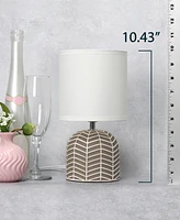 Simple Designs 10.43" Petite Contemporary Webbed Waves Base Bedside Table Desk Lamp with White Fabric Drum Shade