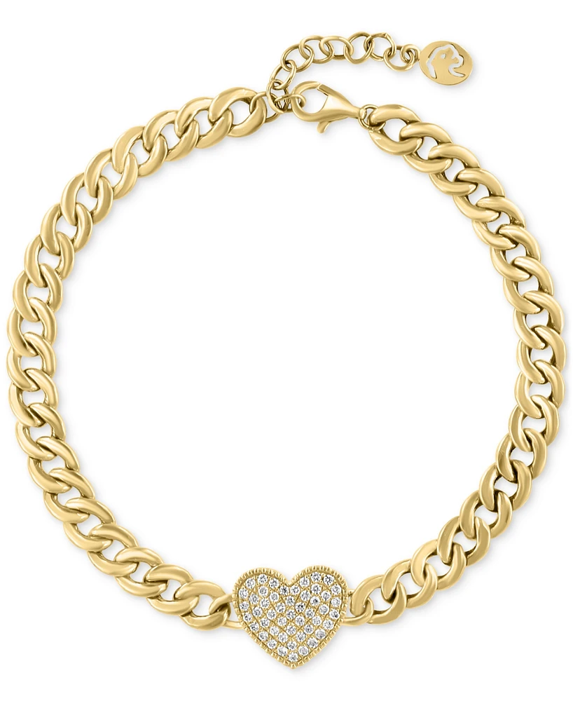 Effy Diamond Heart Pave Curb Link Bracelet (1/3 ct. t.w.) in 14k Gold