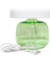 Simple Designs Glass Table Lamp with Fabric Shade, Green White Shade