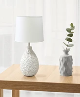 Creekwood Home Essentix 14.17" Traditional Ceramic Textured Thumbprint Tear Drop Shaped Table Desk Lamp