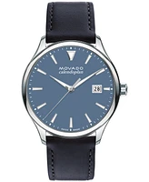 Movado Men's Swiss Calendoplan Blue Leather Strap Watch 40mm