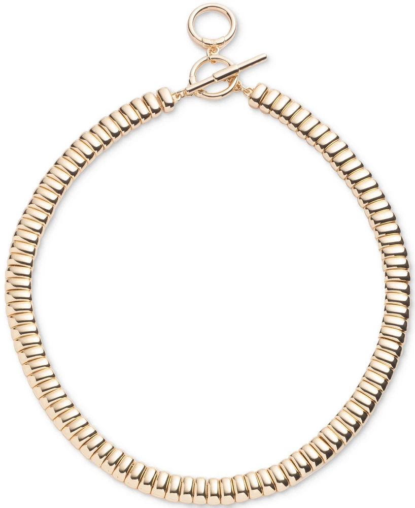 Lauren Ralph Lauren Gold-Tone Ribbed Collar Necklace, 16" + 3" extender