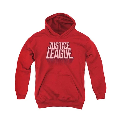 Justice League Boys Movie Youth Distressed Pull Over Hoodie / Hooded Sweatshirt