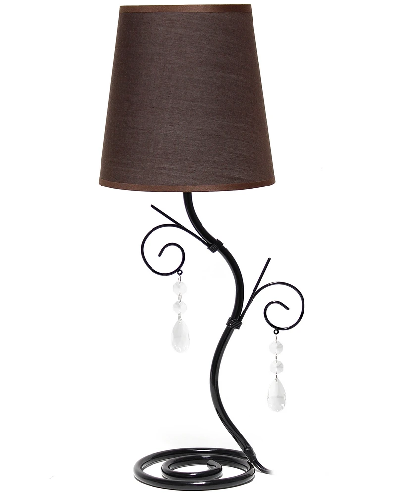 Creekwood Home Priva 19" Contemporary Metal Winding Ivy Table Desk Lamp with Brown Fabric Shade