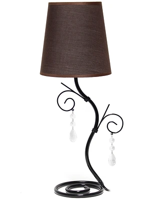 Creekwood Home Priva 19" Contemporary Metal Winding Ivy Table Desk Lamp with Brown Fabric Shade