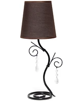 Creekwood Home Priva 19" Contemporary Metal Winding Ivy Table Desk Lamp with Brown Fabric Shade