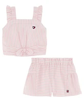 Tommy Hilfiger Toddler Girls Striped Crinkle Jacquard Shorts Set