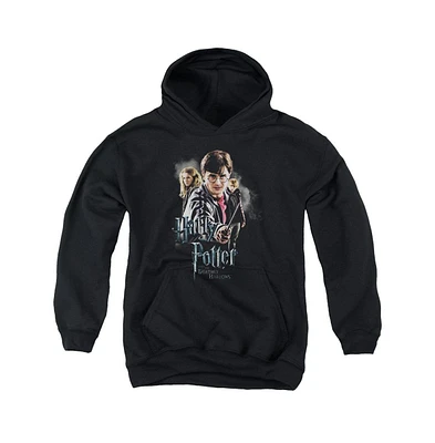 Harry Potter Boys Youth Deathly Hollows Cast Pull Over Hoodie / Hooded Sweatshirt