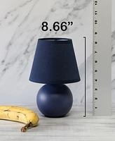 Creekwood Home Nauru 8.66" Traditional Petite Ceramic Orb Bedside Table Desk Lamp Two Pack Set, Tapered Drum Fabric Shade
