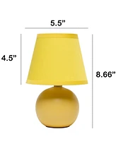 Creekwood Home Nauru 8.66" Traditional Petite Ceramic Orb Bedside Table Desk Lamp with Tapered Drum Fabric Shade