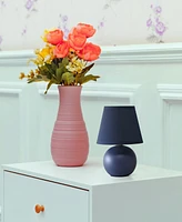 Creekwood Home Nauru 8.66" Traditional Petite Ceramic Orb Bedside Table Desk Lamp with Tapered Drum Fabric Shade