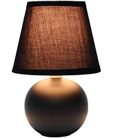 Creekwood Home Nauru 8.66" Traditional Petite Ceramic Orb Bedside Table Desk Lamp with Tapered Drum Fabric Shade