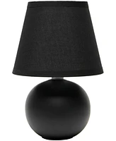 Creekwood Home Nauru 8.66" Traditional Petite Ceramic Orb Bedside Table Desk Lamp with Tapered Drum Fabric Shade