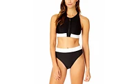 Coppersuit Women's Colorblock Zip Longline Bra Swim Top