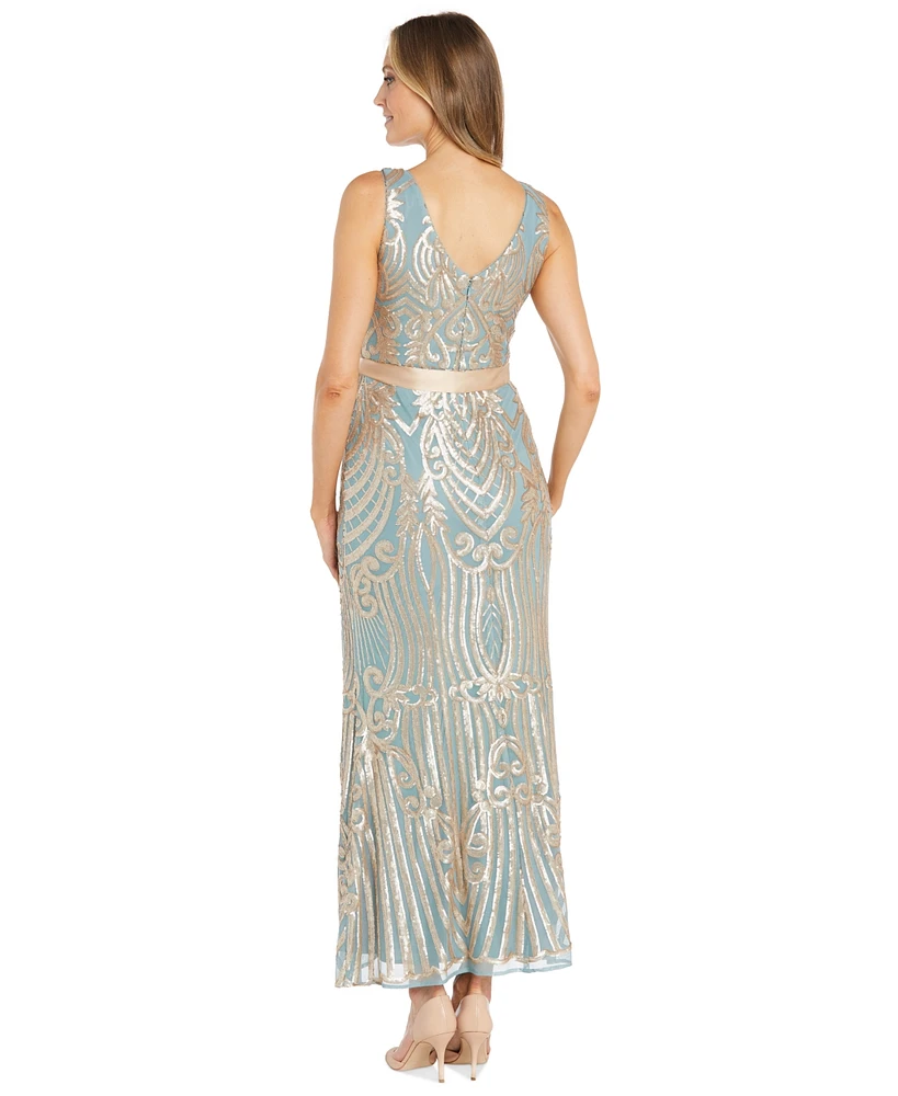 R & M Richards Sequin-Embellished Gown